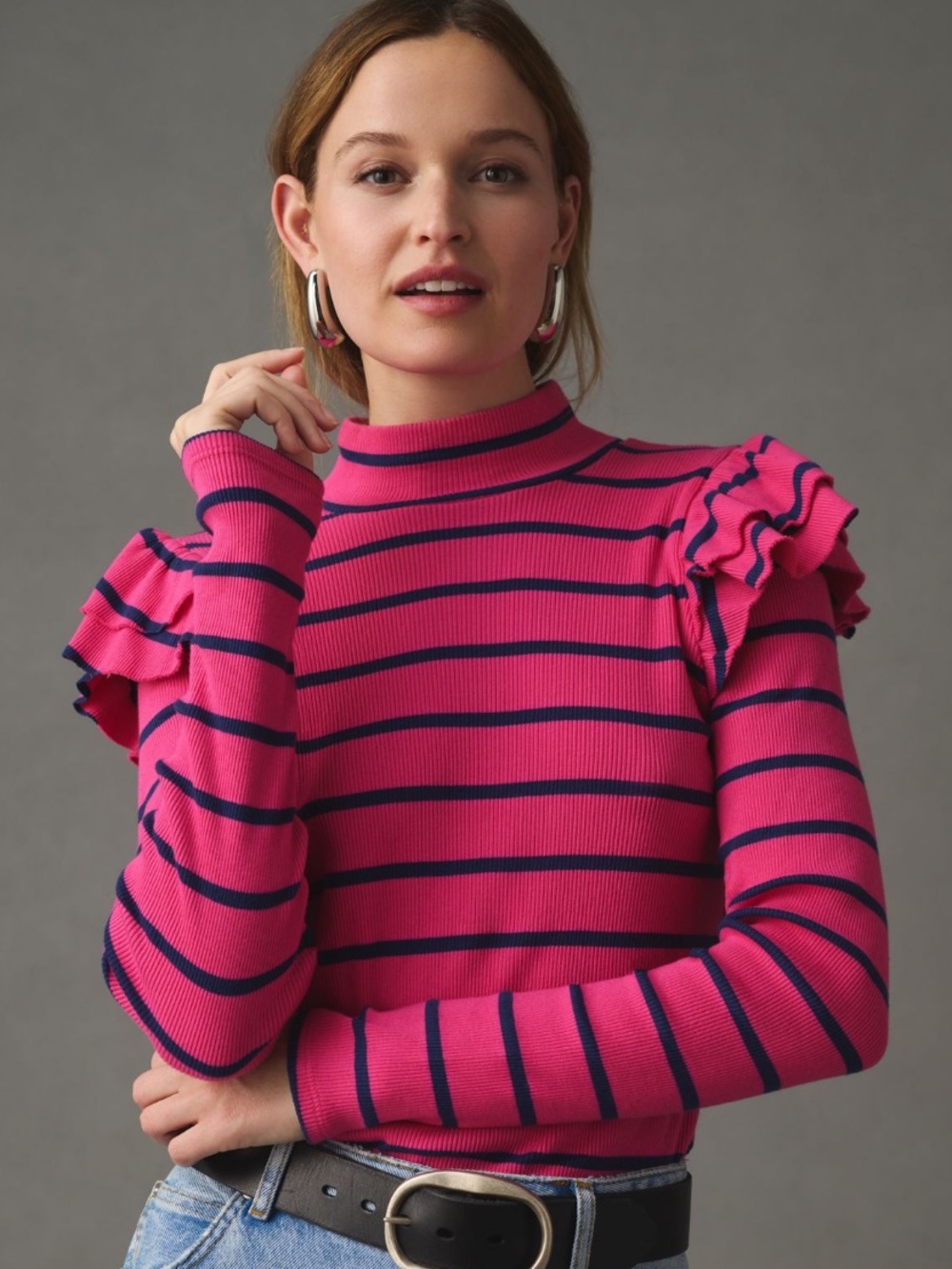 T.La Ruffled Turtleneck Top